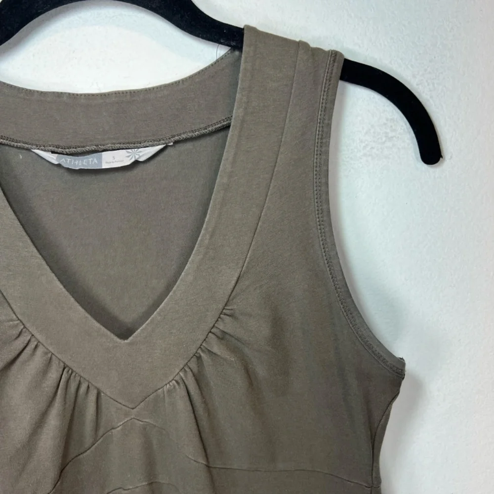 Athleta Señorita Organic Cotton Mini Dress Olive Green  Sleeveless V-Neck  Small - Picture 4 of 12